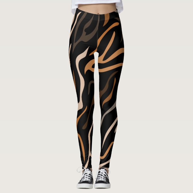  Tiger Colour Pattern Animal   Leggings (Front)