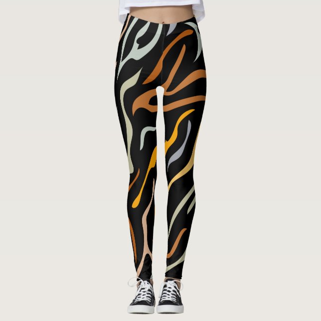 Tiger Colour Pattern animal  Leggings (Front)