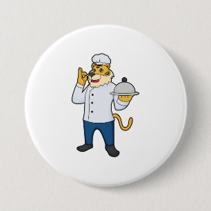 Tiger Cook Chef hat Platter 3 Inch Round Button