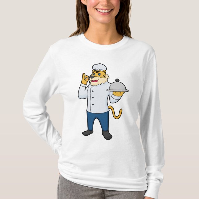 Tiger Cook Chef hat Platter T-Shirt (Front)