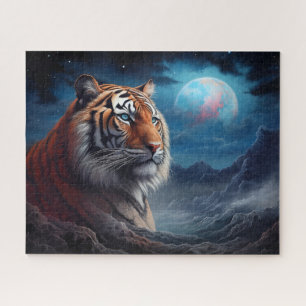 Tiger Cosmic Space Surreal Fantasy Art Jigsaw Puzzle