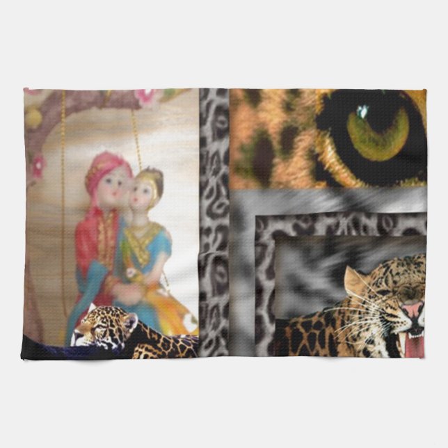 Tiger & Couple Art Print Kitchen Towel (Horizontal)