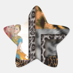 Tiger & Couple Art Print Star Sticker