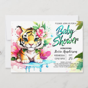 Tiger Cub Baby Girl Shower Invitation