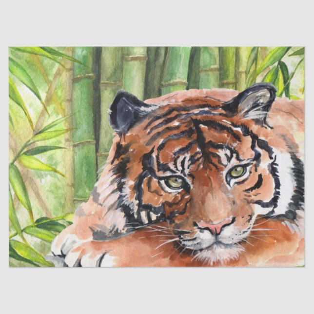 Tiger Cub Bamboo Watercolor Tissue Paper (Front)