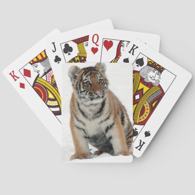 Tiger Cub in the Snow Photograph Playing Cards (Back)