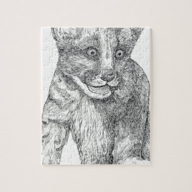 Tiger Cub pen and ink Jigsaw Puzzle (Vertical)