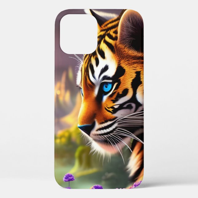 Tiger Cub,  Purple Flowers   Case-Mate iPhone Case (Back)