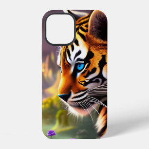 Tiger Cub,  Purple Flowers   iPhone 12 Case