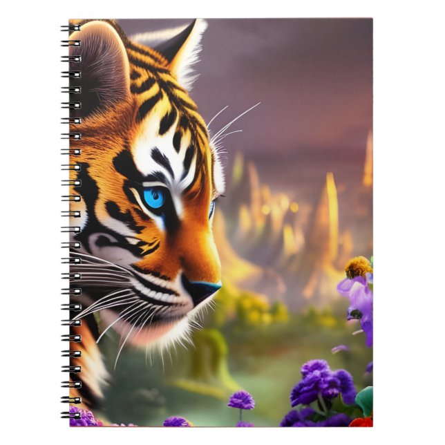 Tiger Cub,  Purple Flowers    Notebook (Front)