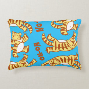 Tiger Cubs Cartoon: Funny Seamless. Accent Pillow
