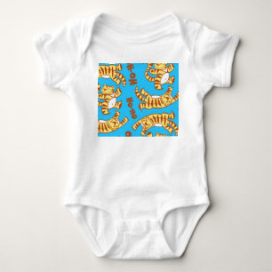 Tiger Cubs Cartoon: Funny Seamless. Baby Bodysuit