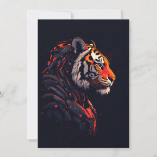Tiger Cyberpunk Mecha Neon Gaming Invitation