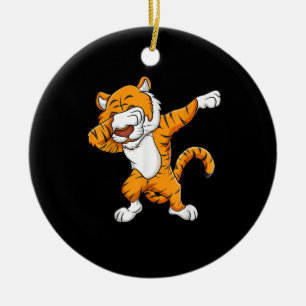 Tiger Dabbing Tiger Squad Football Mascot Funny Ceramic Ornament