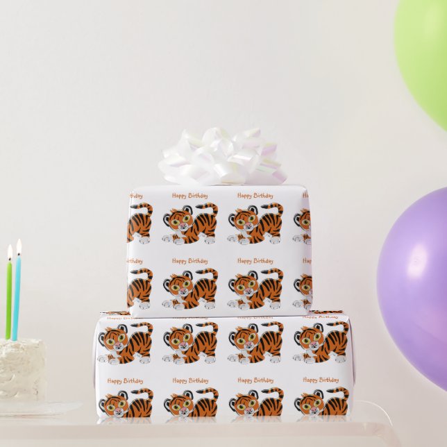 Tiger Design Birthday Gift Wrapping Paper (Party Gifts)