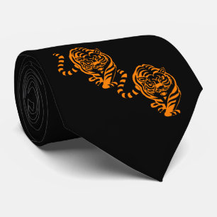 Tiger Design Orange/Black Team Mascot Necktie