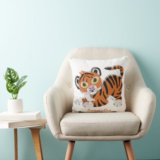 Tiger Design Personalised Throw Pillow (Chair)