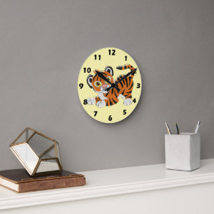 Tiger Design Round Clock
