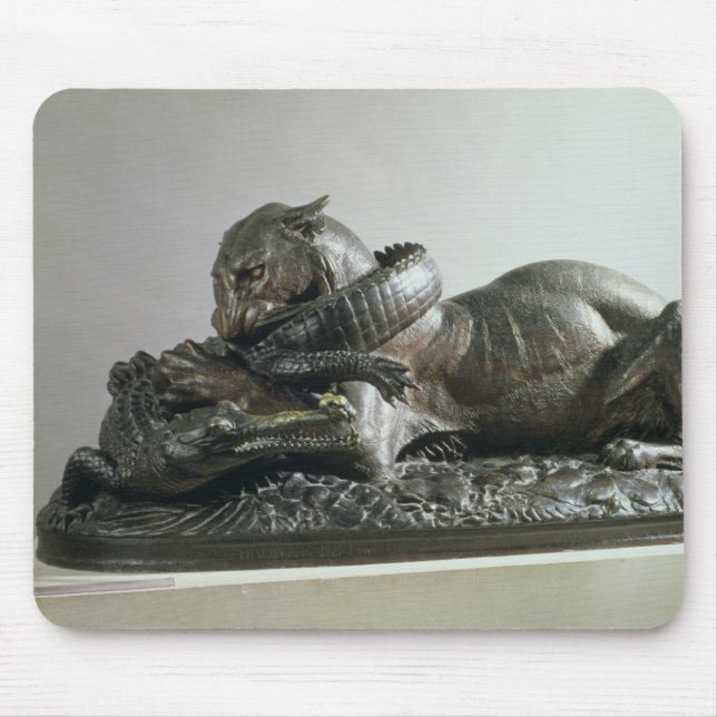 Tiger devouring an alligator, 1832 (bronze) mouse pad (Front)