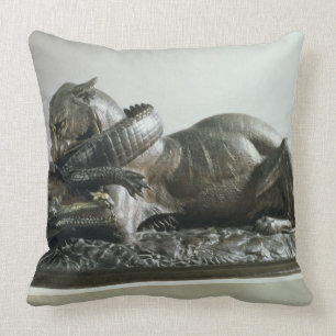 Tiger devouring an alligator, 1832 (bronze) throw pillow