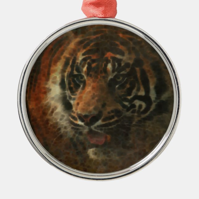 Tiger Digital Art Metal Ornament (Front)