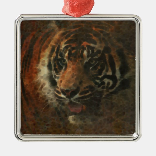 Tiger Digital Art Metal Ornament (Front)