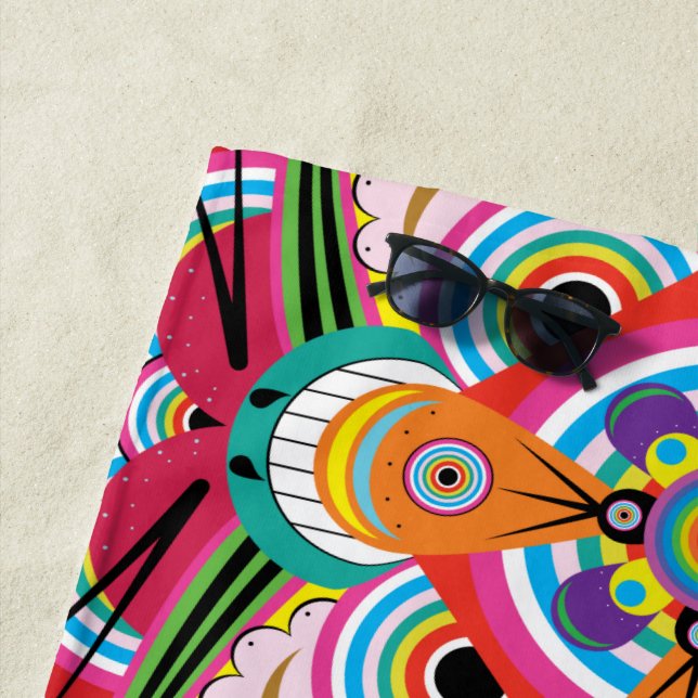 Tiger Dragon Mandala Beach Towel (In Situ)