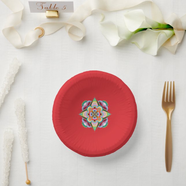 Tiger Dragon Mandala Paper Bowl Plate (Wedding)