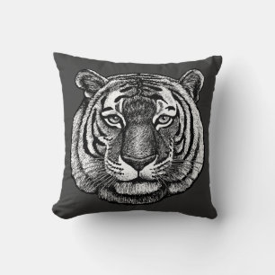 Tiger Drawing T-Shirt Throw Pillow