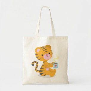 Tiger drinking coffee-bag tote bag