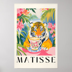Tiger Drinking Coffee, Henri Matisse Print, Pink K Poster