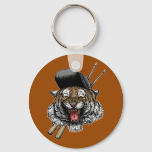 Tiger Drummer Keychain