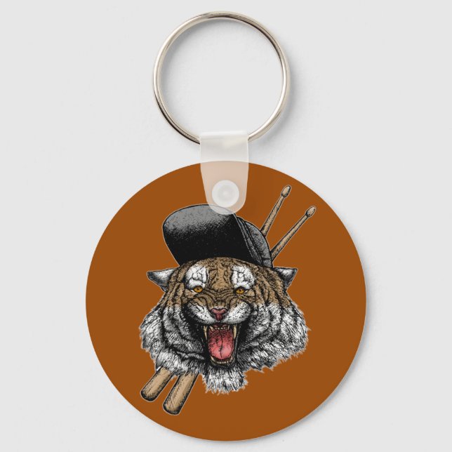 Tiger Drummer Keychain (Front)