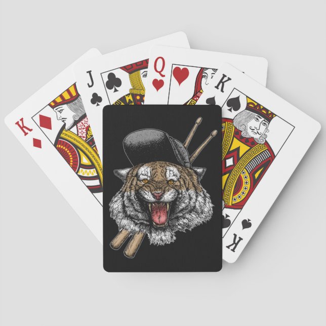 Tiger Drummer Playing Cards (Back)