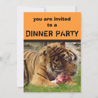 Tiger Eating His Meat Dinner Party Invitations