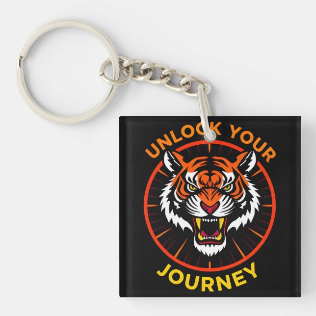 Tiger Emblem with Motivational Text Keychain (Front)