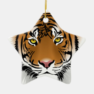Tiger Eyes Ceramic Ornament