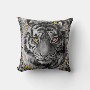Tiger Eyes   Colourful Tiger Drawing   Dark Throw Pillow