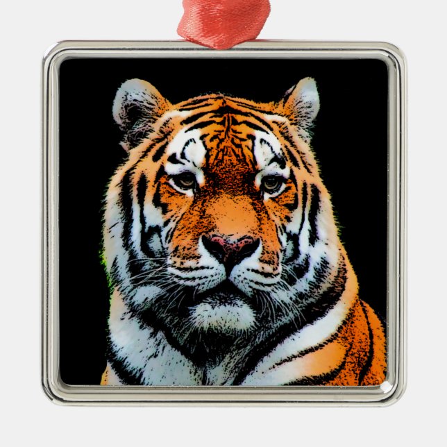 Tiger Eyes Inspirational Metal Ornament (Front)