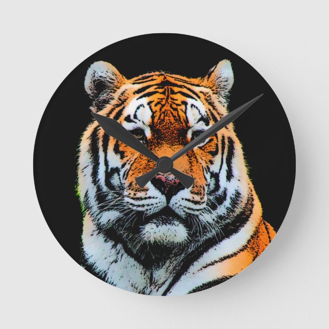 Tiger Eyes Inspirational Round Clock (Front)