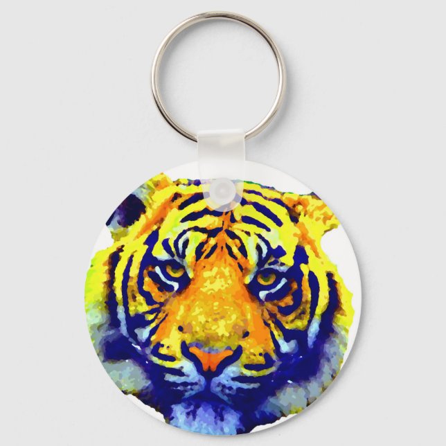 Tiger Eyes Pop Art Keychain (Front)