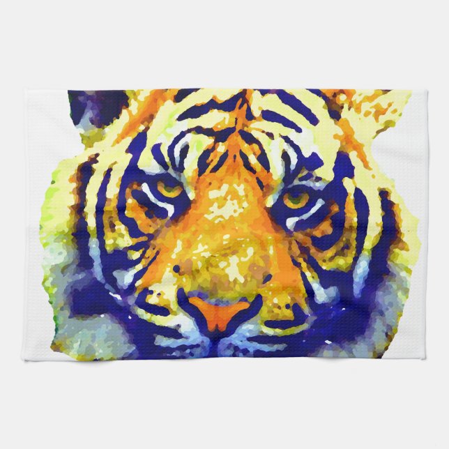 Tiger Eyes Pop Art Kitchen Towel (Horizontal)