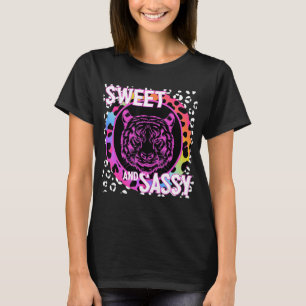 Tiger Face 90s Nostalgia Rainbow Leopard Print Tro T-Shirt