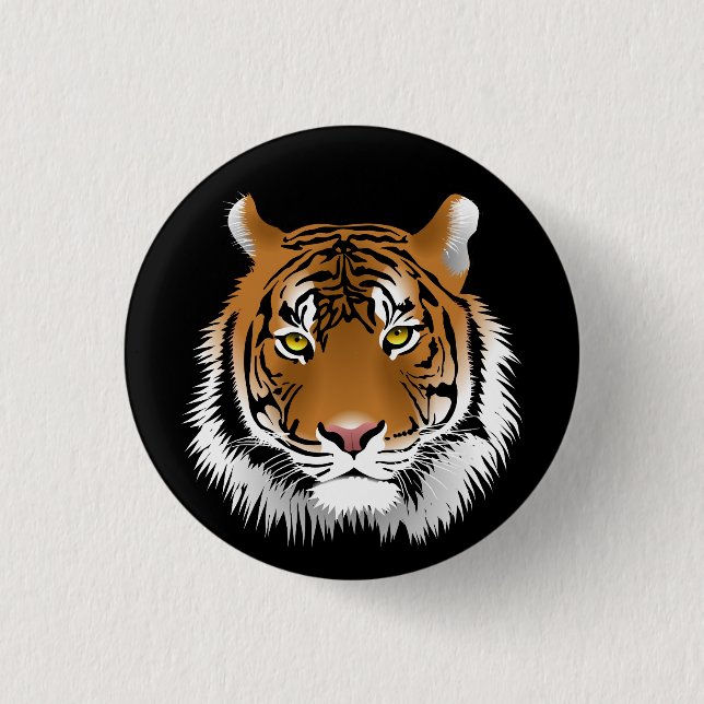 Tiger Face Badge 1 Inch Round Button (Front)