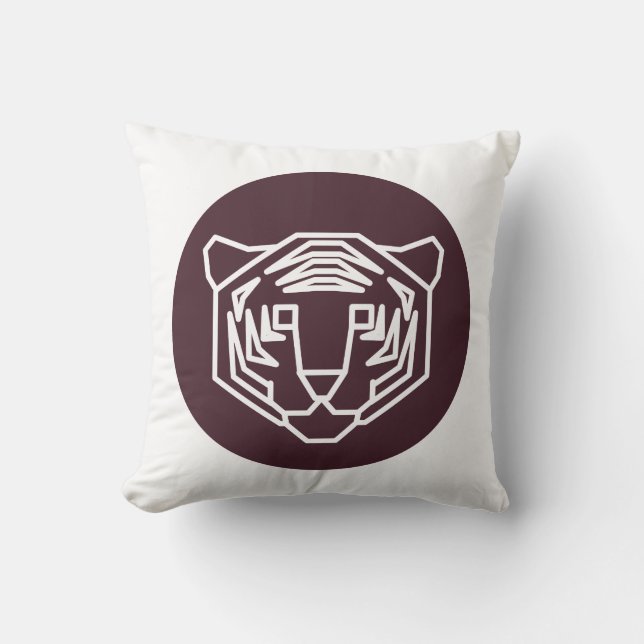 Tiger Face Badge Throw Pillow (Front)