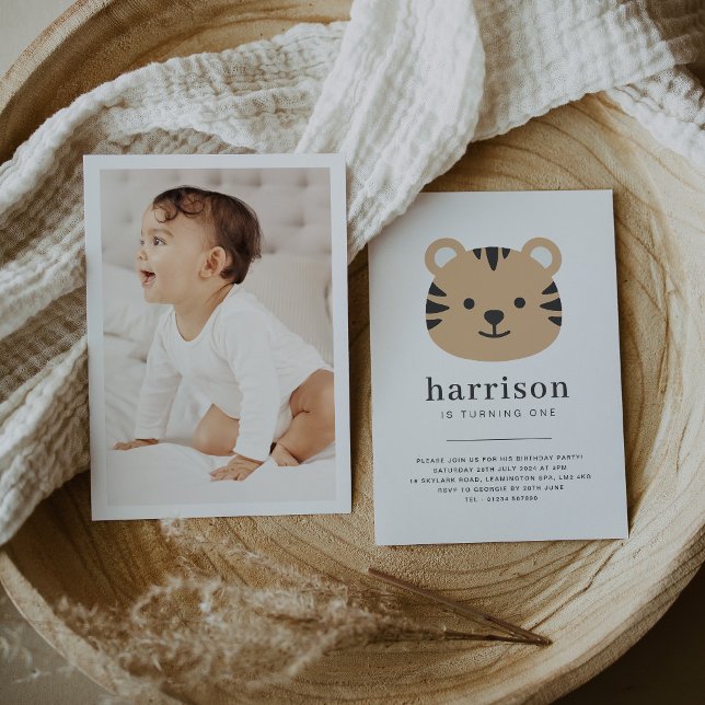 Tiger Face - Birthday Invitation with Photo (Tiger Face - Birthday Invitation)