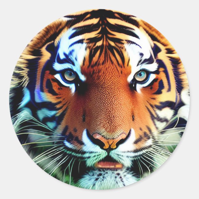 Tiger Face Classic Round Sticker (Front)