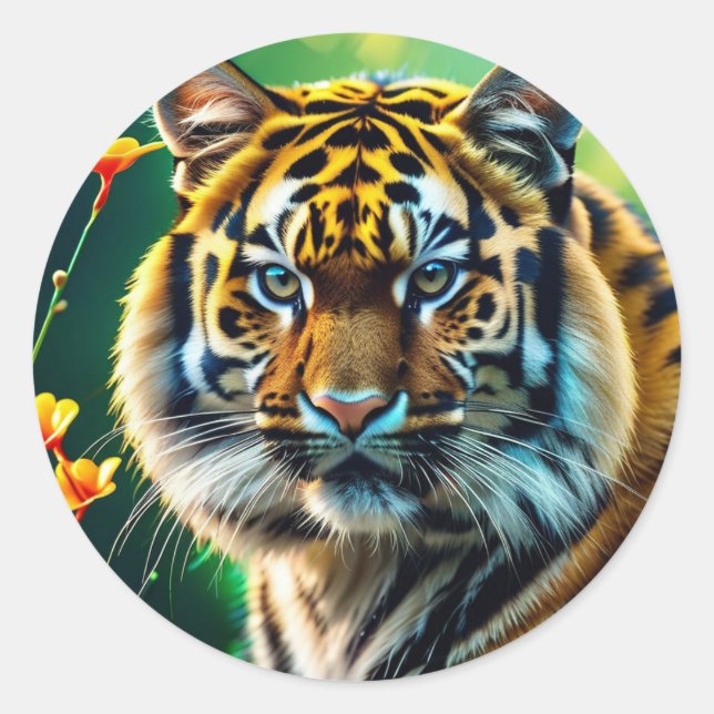 Tiger Face Classic Round Sticker (Front)