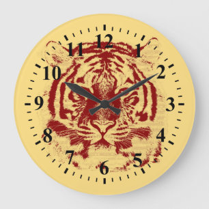 Tiger Face Close-Up 6 Large Clock