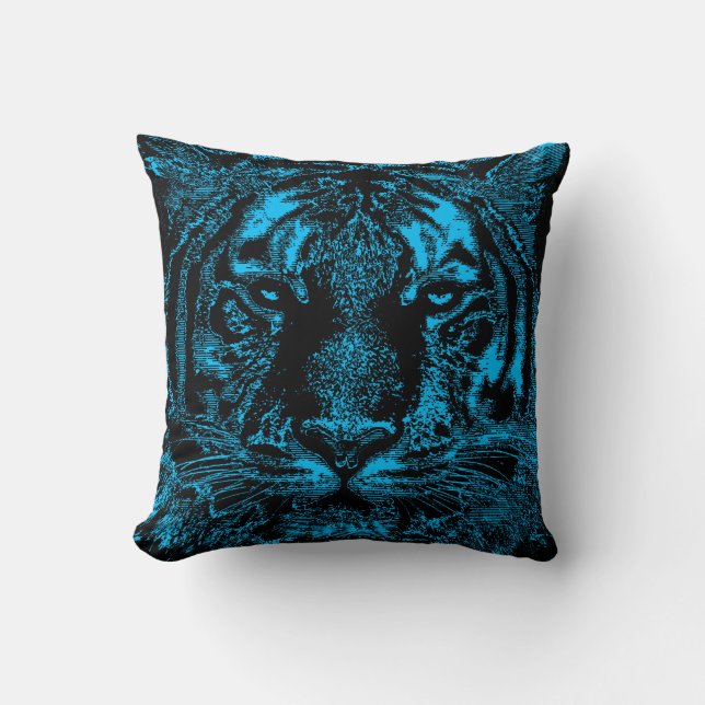 Tiger Face Close-up Throw Pillow (Front)